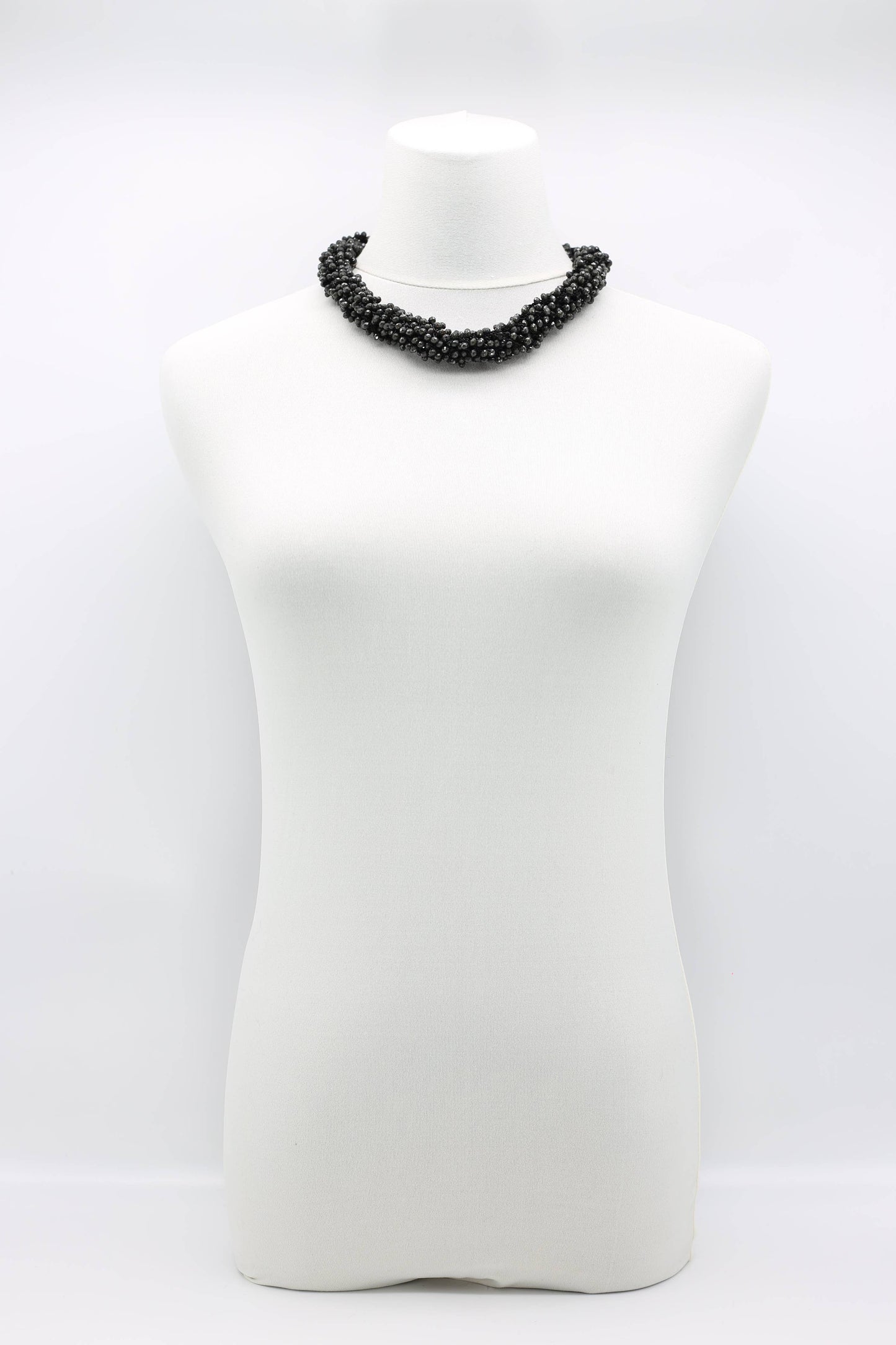 Black Mini Crystal Multi-Strand Necklace