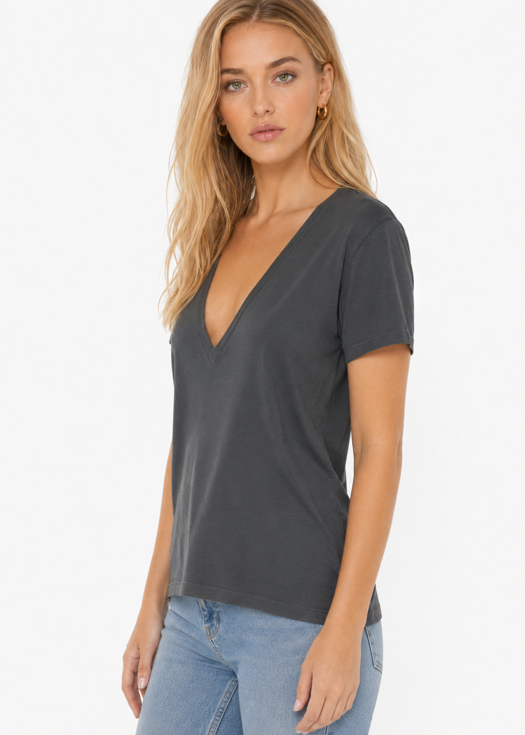 Supima Cotton Deep V-Neck Tee
