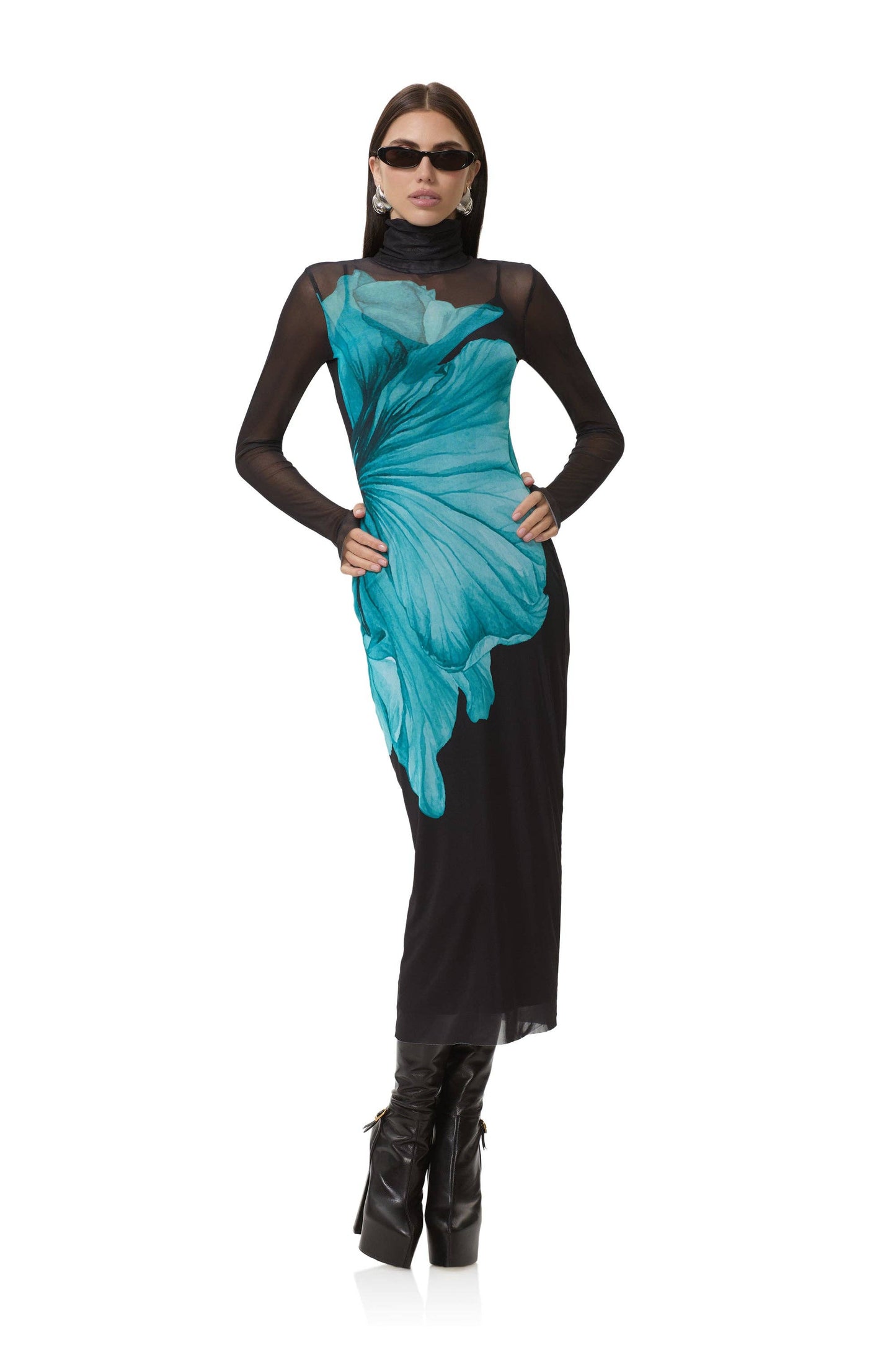 Shelby Dress - Teal Flower