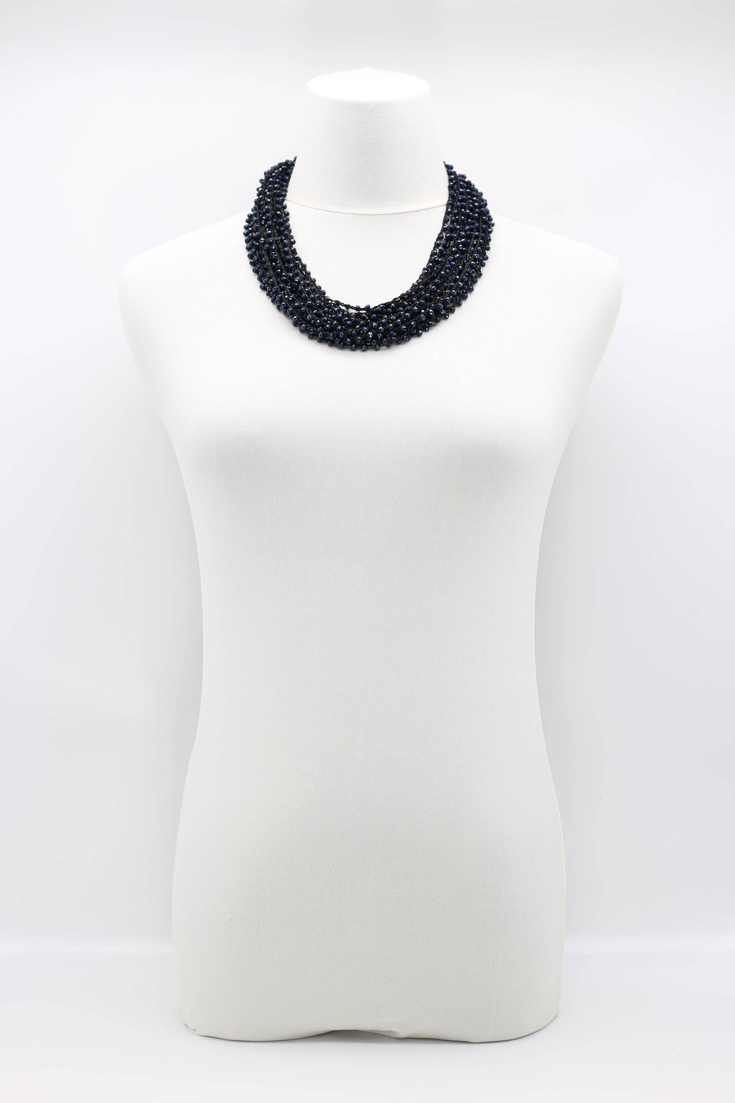 Black Mini Crystal Multi-Strand Necklace