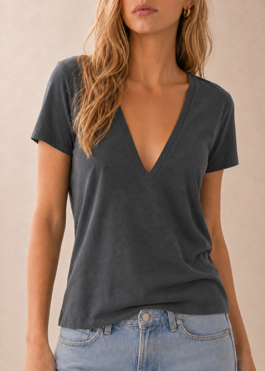 Supima Cotton Deep V-Neck Tee