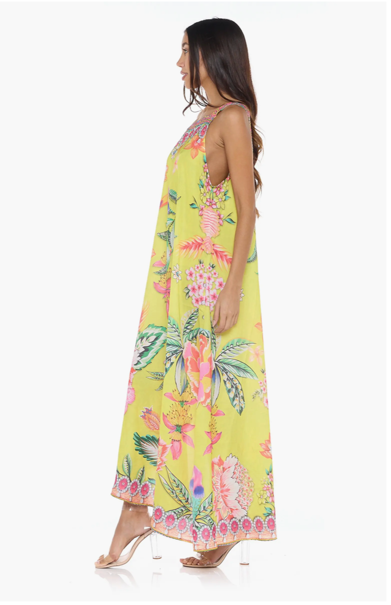 Crystal-Embellished One-Shoulder Dress - Yellow