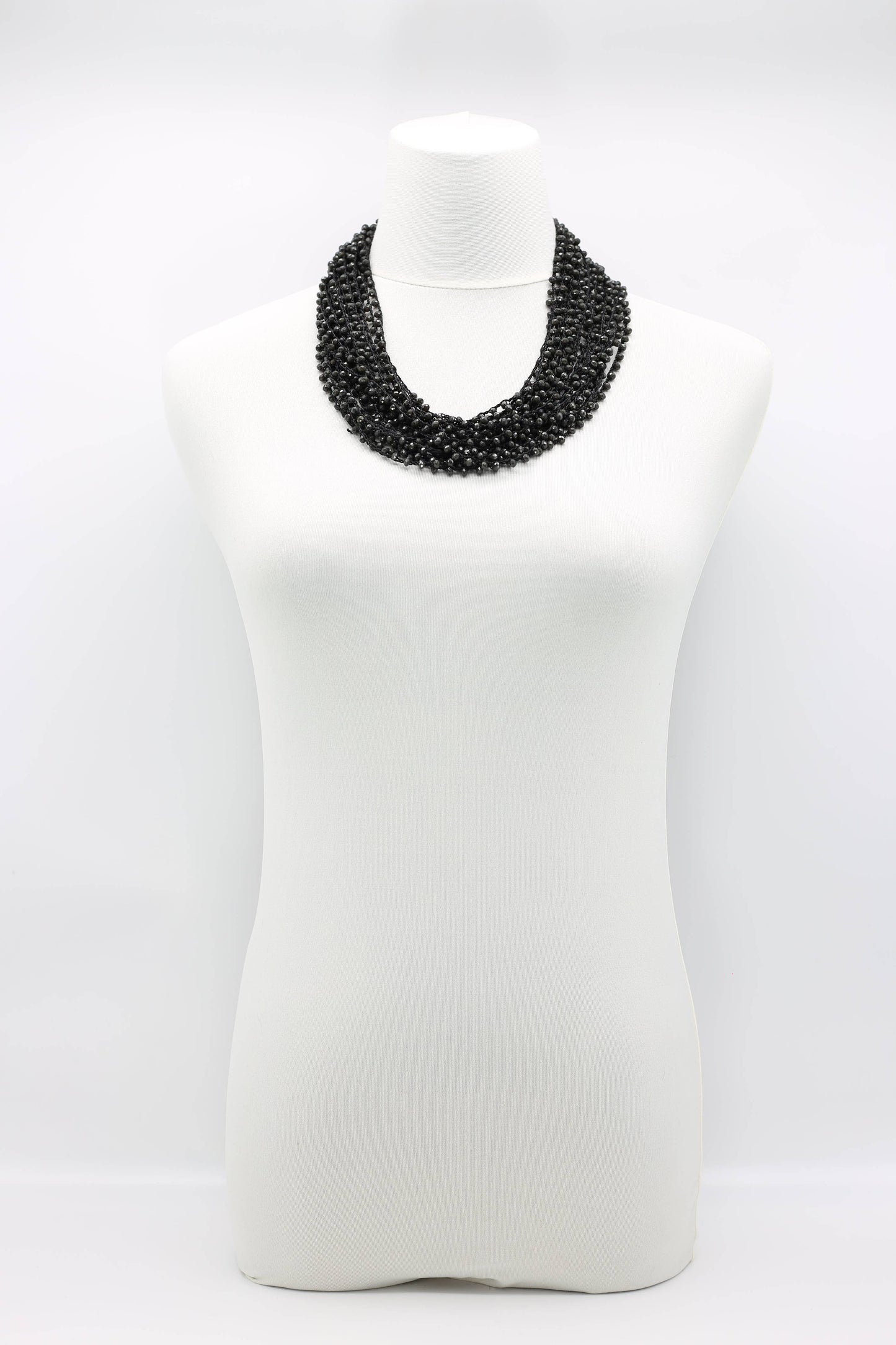 Black Mini Crystal Multi-Strand Necklace