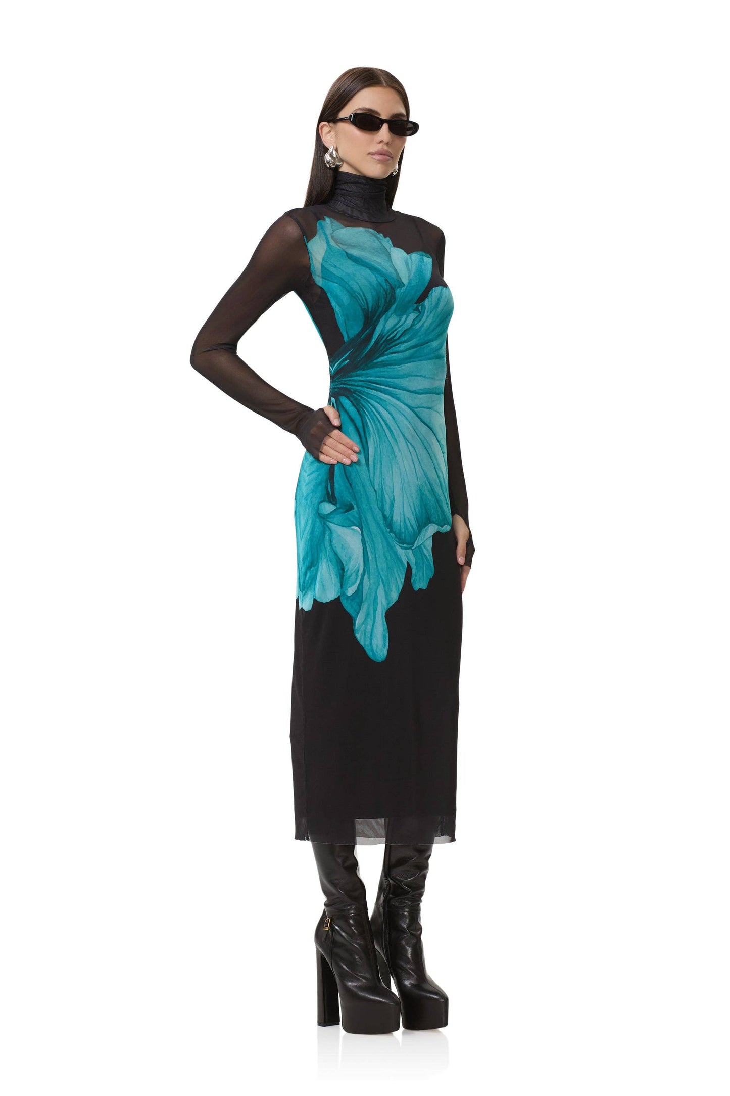 Shelby Dress - Teal Flower