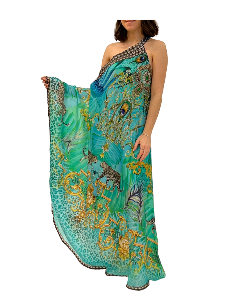 Crystal-Embellished One-Shoulder Dress - Cheetah