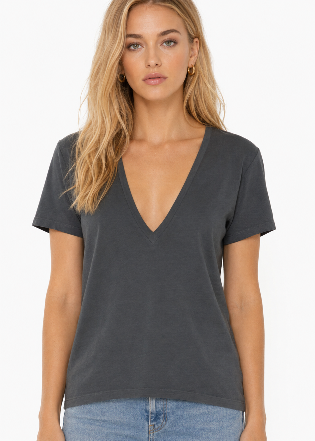 Supima Cotton Deep V-Neck Tee