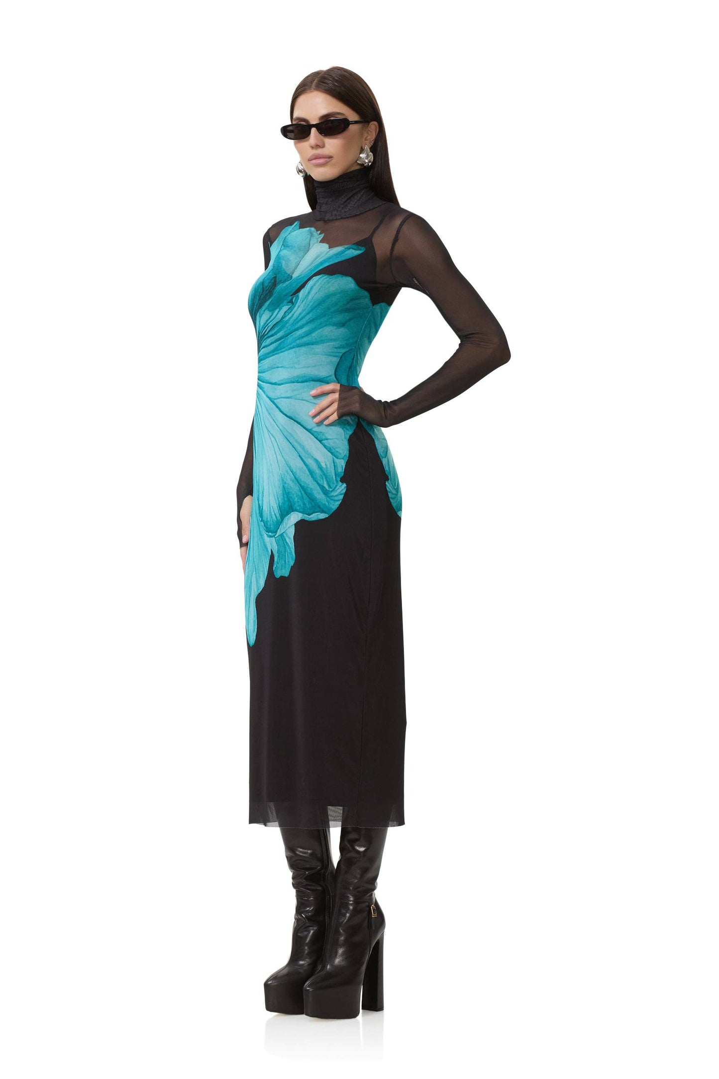 Shelby Dress - Teal Flower