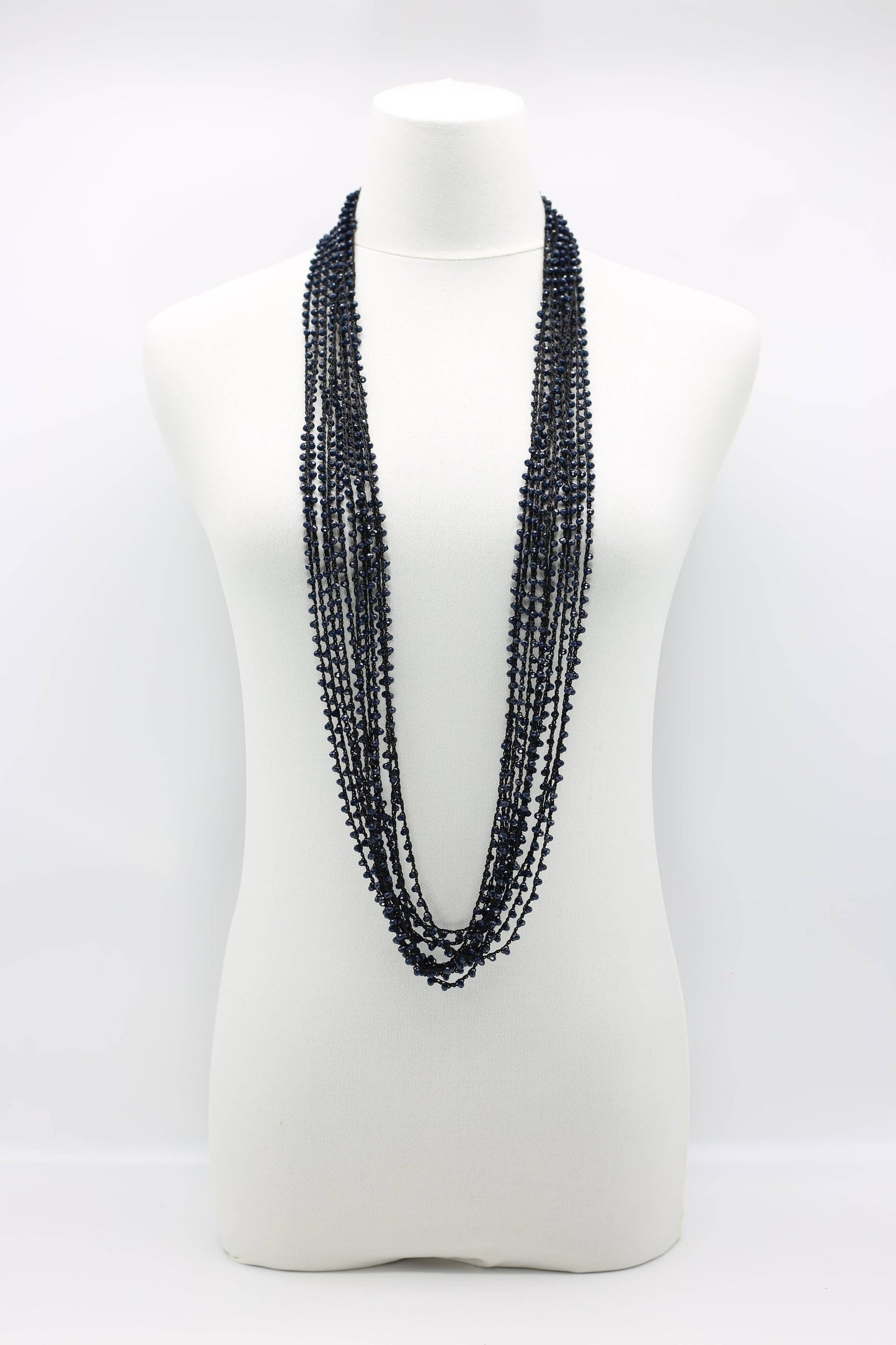 Black Mini Crystal Multi-Strand Necklace