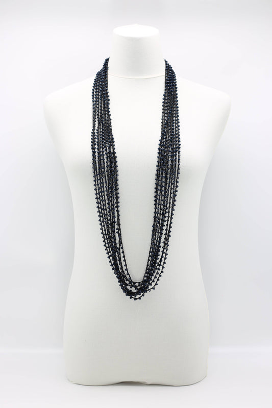 Black Mini Crystal Multi-Strand Necklace